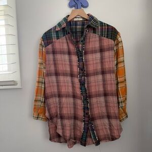 Natural Life XS‎ Plaid Flannel Shirt Long Sleeve Colorful Fall Country Relaxed